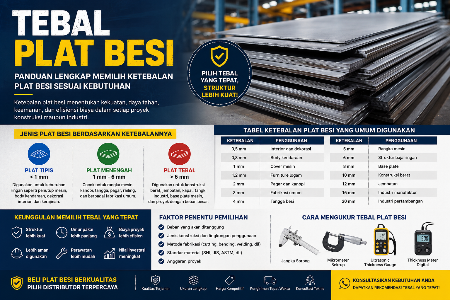 Read more about the article Tebal Plat Besi: Panduan Lengkap Memilih Ketebalan Plat Besi