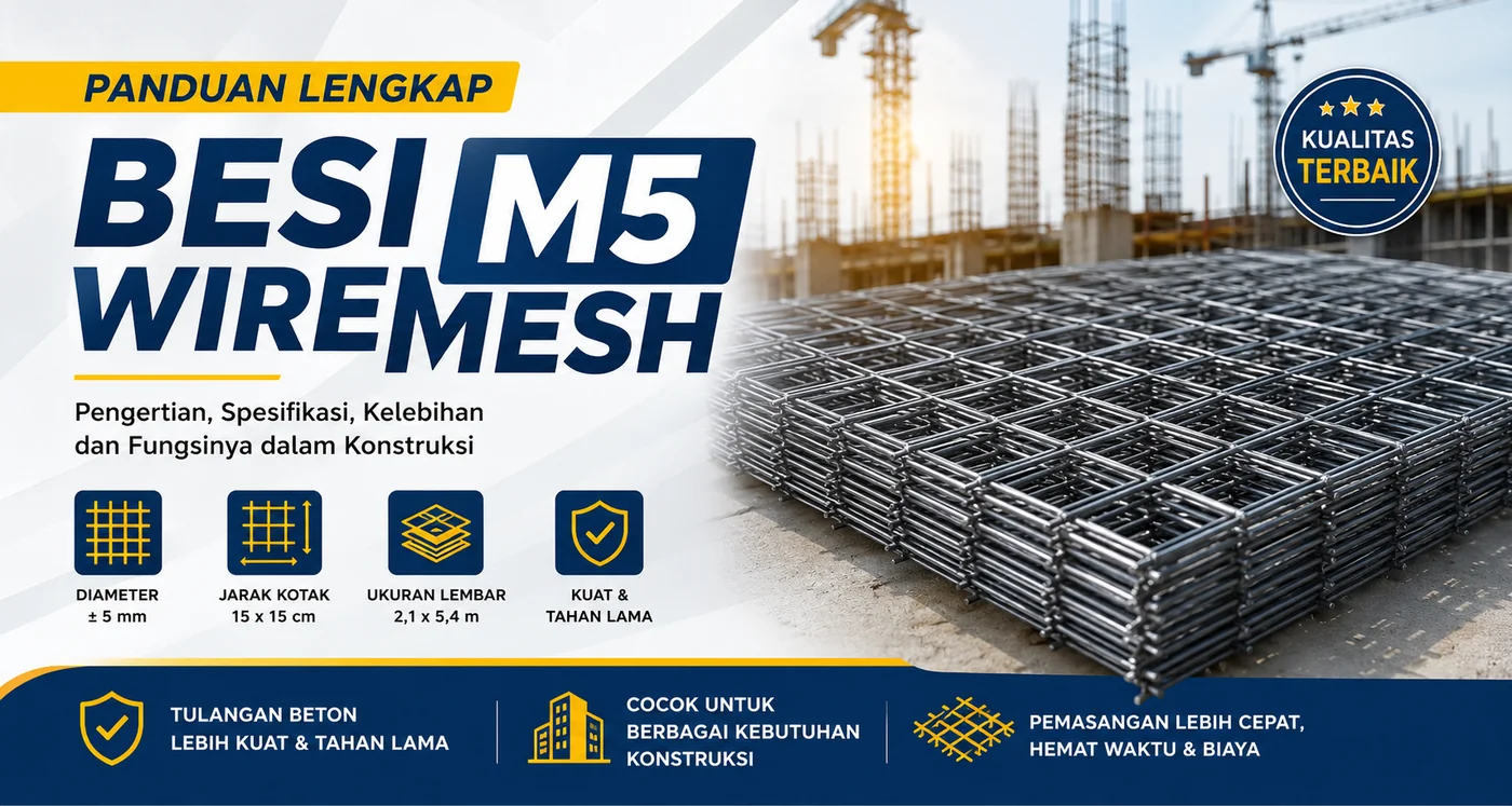 Read more about the article Besi Wiremesh M5: Pengertian, Spesifikasi, Kelebihan, Fungsi dan Penggunaannya dalam Konstruksi